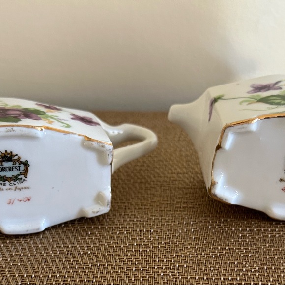 Vintage Norcrest Transferware Miniature Sugar and Creamer Voilet Flowers set, - Picture 12 of 16